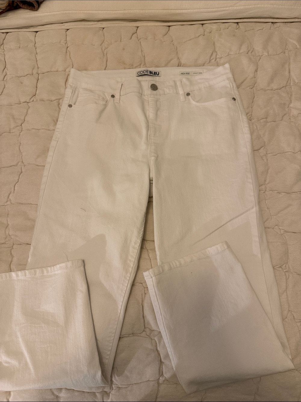 Code Bleu white High-Rise Straight Jeans